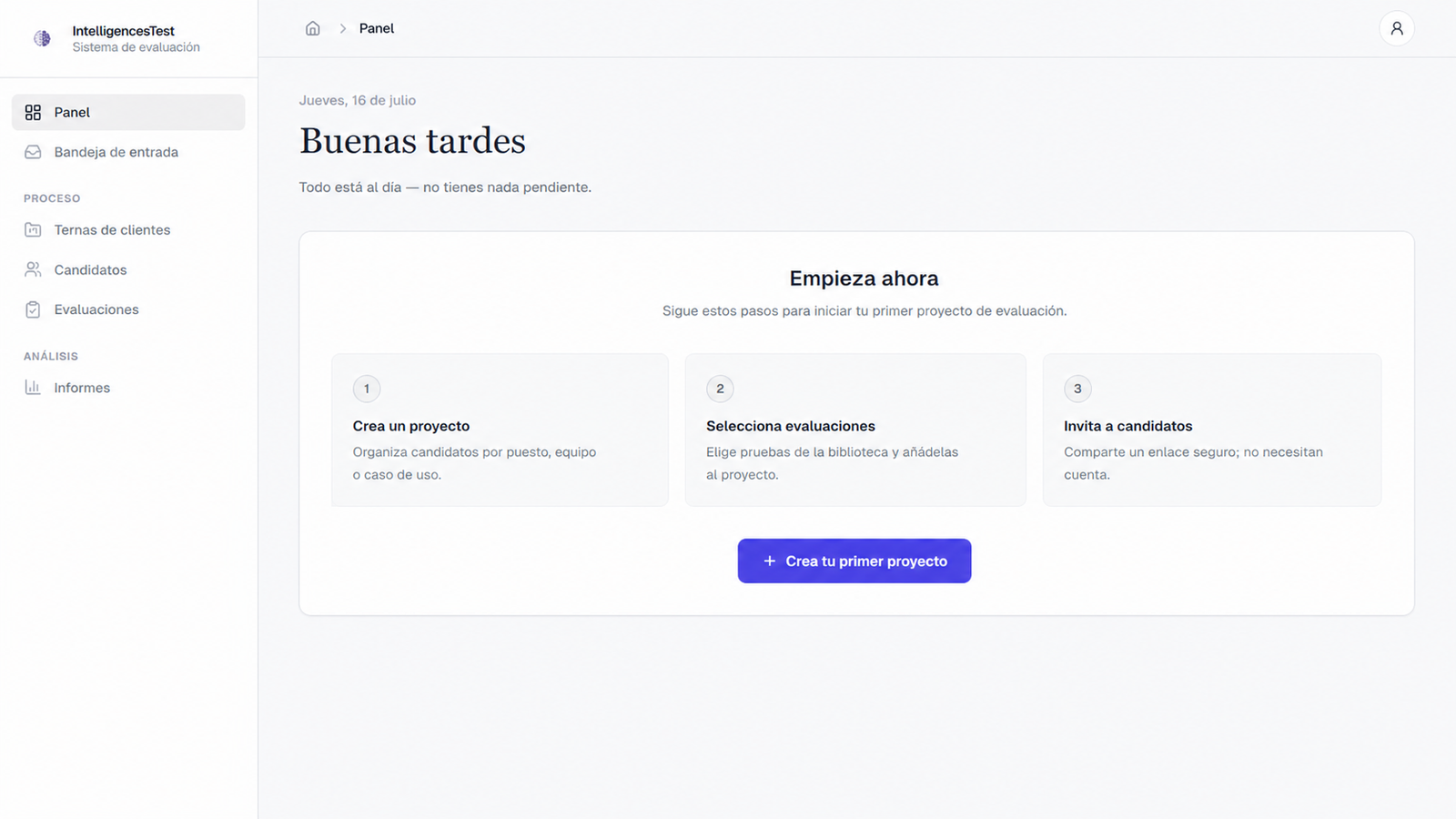 Panel de IntelligencesTest para consultoras de selección