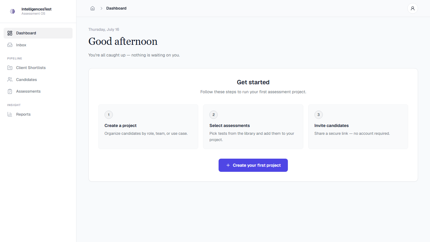IntelligencesTest recruitment agency dashboard