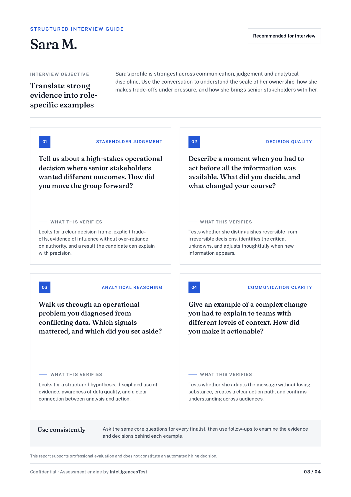 Structured interview guide page